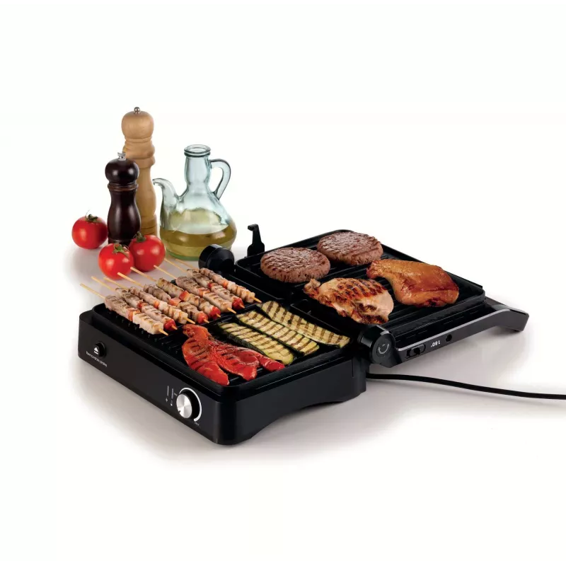 Ariete 1934 MetalGrill 3w1, Grill elektryczny do różnorodnego grillowania, 2000 W, 3 tryby gotowania, płyty nieprzywierające, Srebrny/Czarny