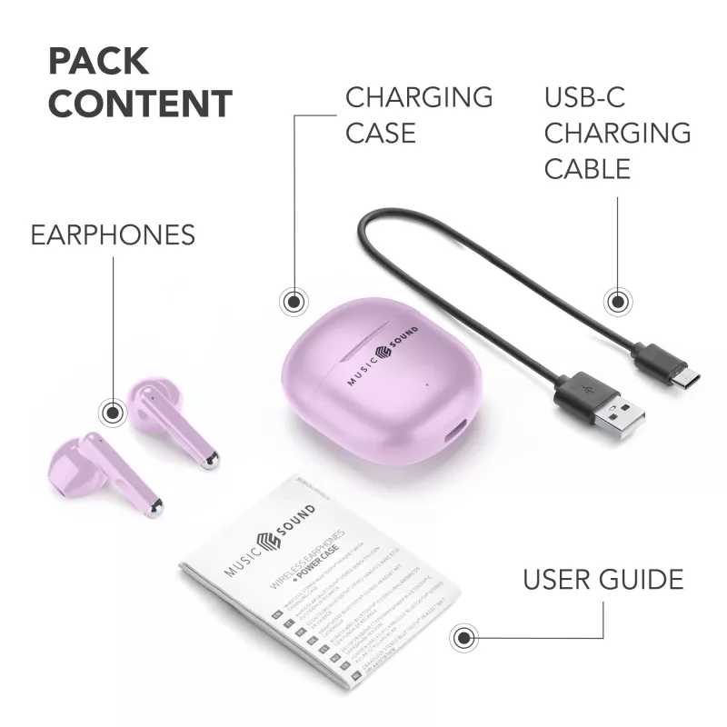 Słuchawki Bluetooth Music Sound Breeze w kształcie kapsułek z kolorowym etui
