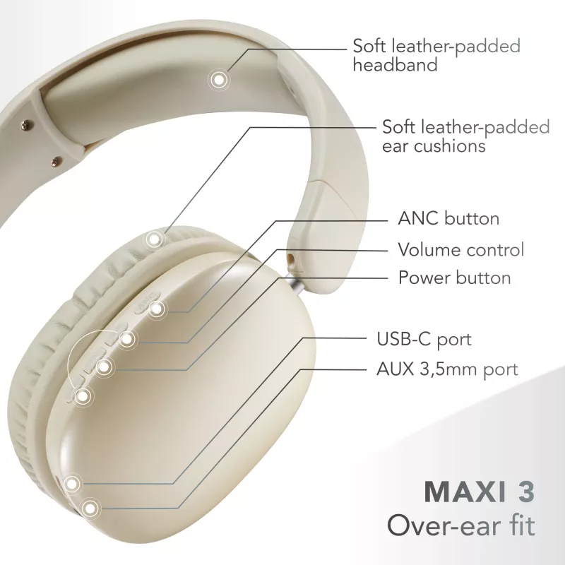 Music Sound MAXI3 MAXI3 bezprzewodowe słuchawki nauszne z aktywną redukcją szumów