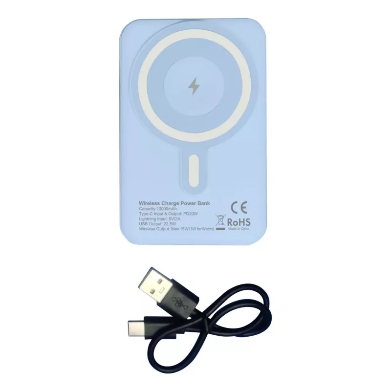 Techly I-CHARGE-10LCDBL powerbank Litowo-polimerowy (LiPo) 10000 mAh Ładowanie bezprzewodowe Niebieski