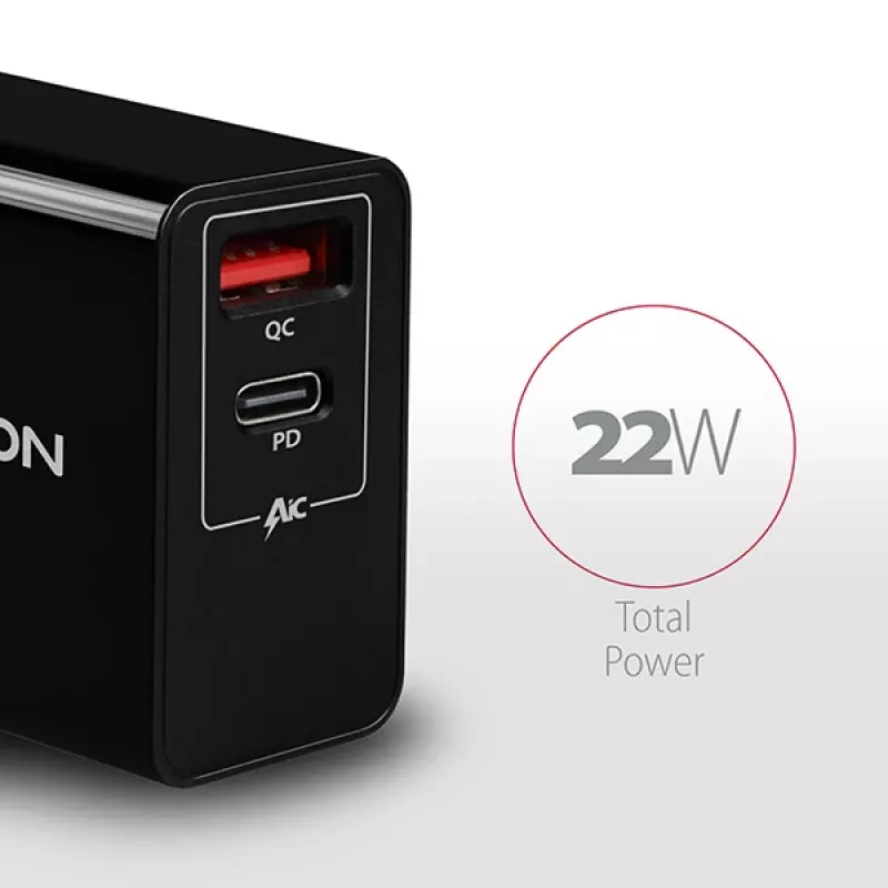 Axagon ACU-PQ22 ładowarka do urządzeń mobilnych Telefon komórkowy, Powerbank, Smartfon, Smartwatch, Tablet, Uniwersalna Czarny AC Szybkie ładowanie Wewnętrzna