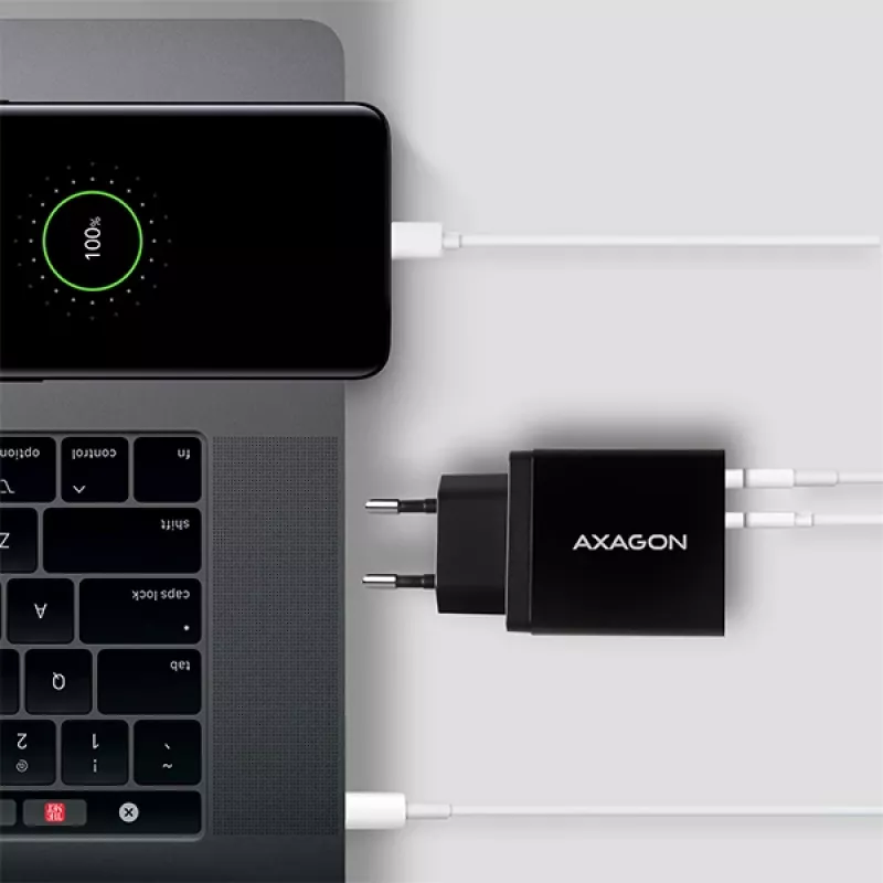Axagon ACU-PQ22 ładowarka do urządzeń mobilnych Telefon komórkowy, Powerbank, Smartfon, Smartwatch, Tablet, Uniwersalna Czarny AC Szybkie ładowanie Wewnętrzna