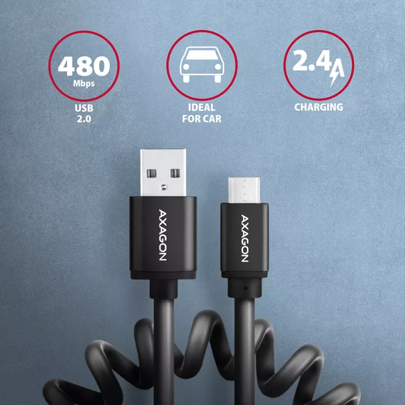 Axagon BUMM-AM10TB Kabel USB 2.0 0,6 m Micro-USB B - USB A 0,48 Gbit/s Czarny