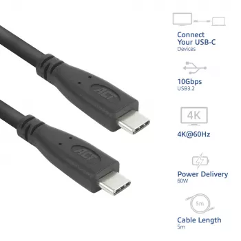 ACT AC7445 kabel USB 3.2 Gen 2 (3.1 Gen 2) 5 m USB C 10 Gbit/s 60 W czarny