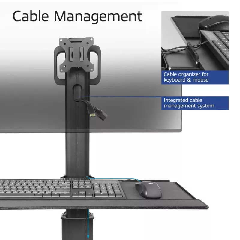 ACT Mobilne stanowisko robocze na jeden monitor, z mocowaniem CPU, tacą na klawiaturę i mysz
