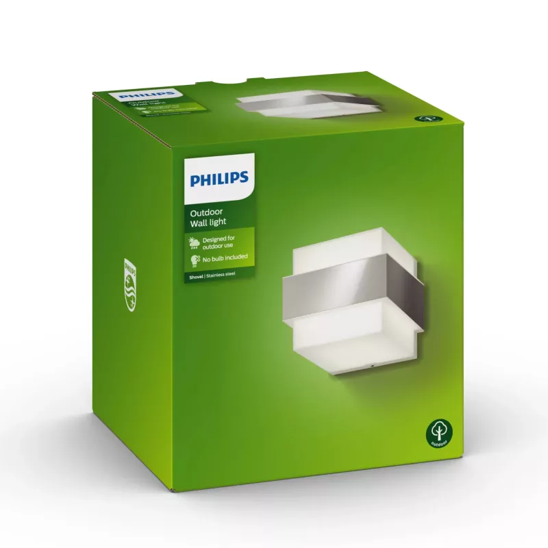 Philips myGarden Shovel Lampa ścienna 42W E27 bez żarówki, Kinkiet zewnętrzny, Stal nierdzewna, Biały, Stal nierdzewna, Tworzywo sztuczne, IP44, Ogród, Taras, II