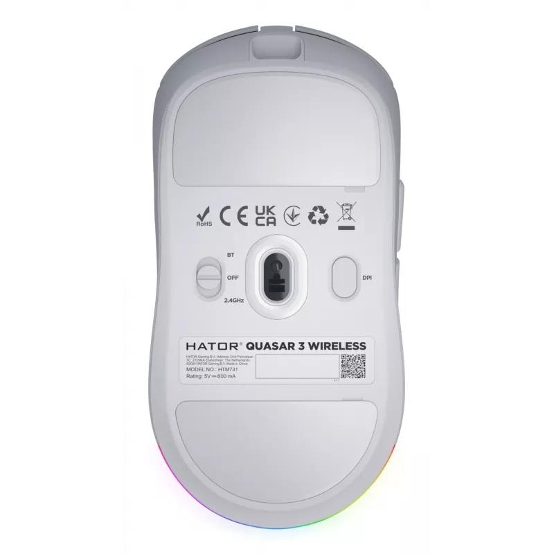 HATOR Quasar 3 Wireless mysz Gaming symetryczna RF Wireless + Bluetooth + USB Typ-A Optyczna 12000 DPI