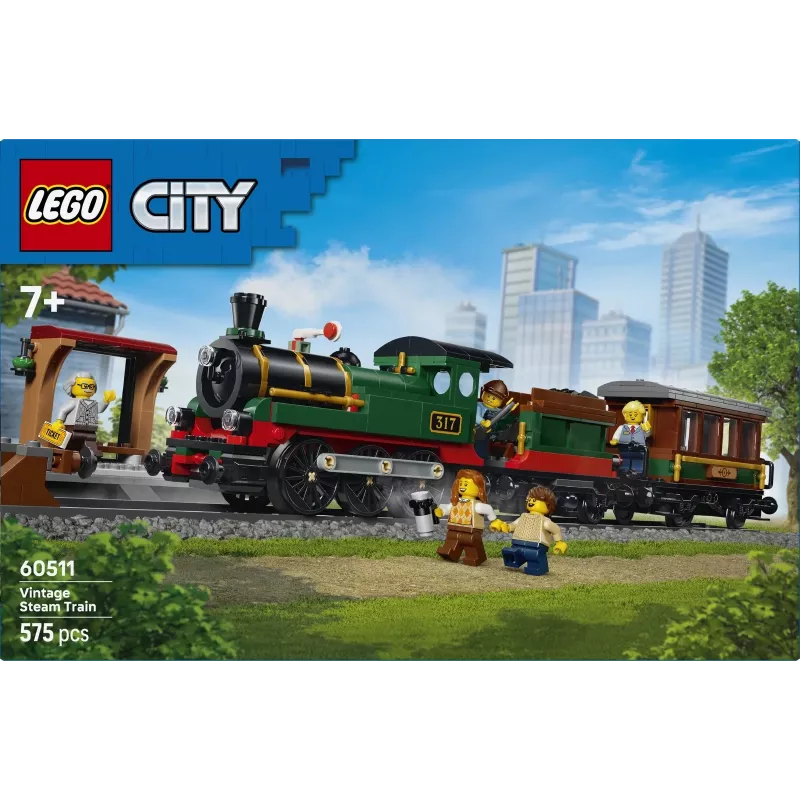 LEGO City 60511 Retro pociąg z lokomotywą parową (575 elem.)