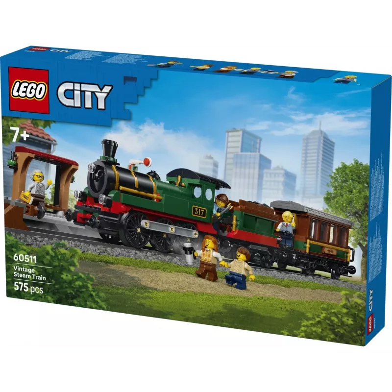 LEGO City 60511 Retro pociąg z lokomotywą parową (575 elem.)