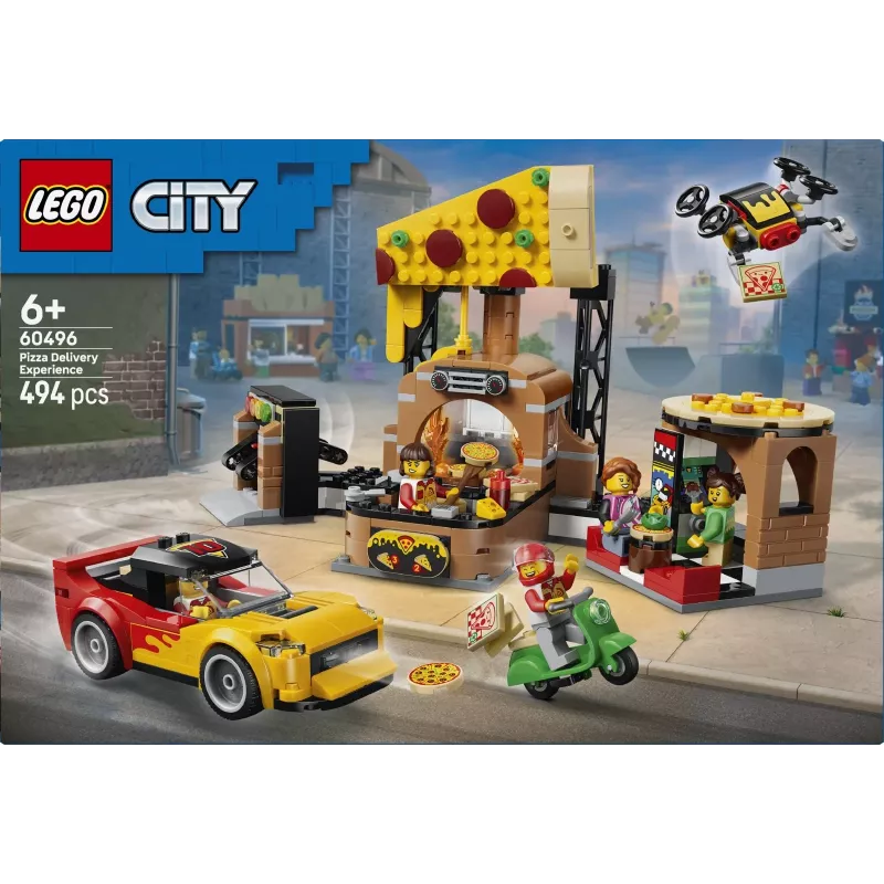 LEGO City 60496 Dostawa pizzy z pojazdami (494 elem.)