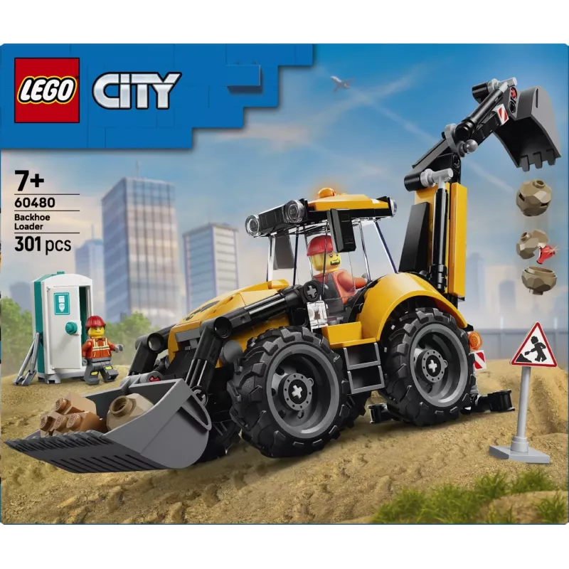 LEGO City 60480 Żółta koparko-ładowarka (301 elem.)