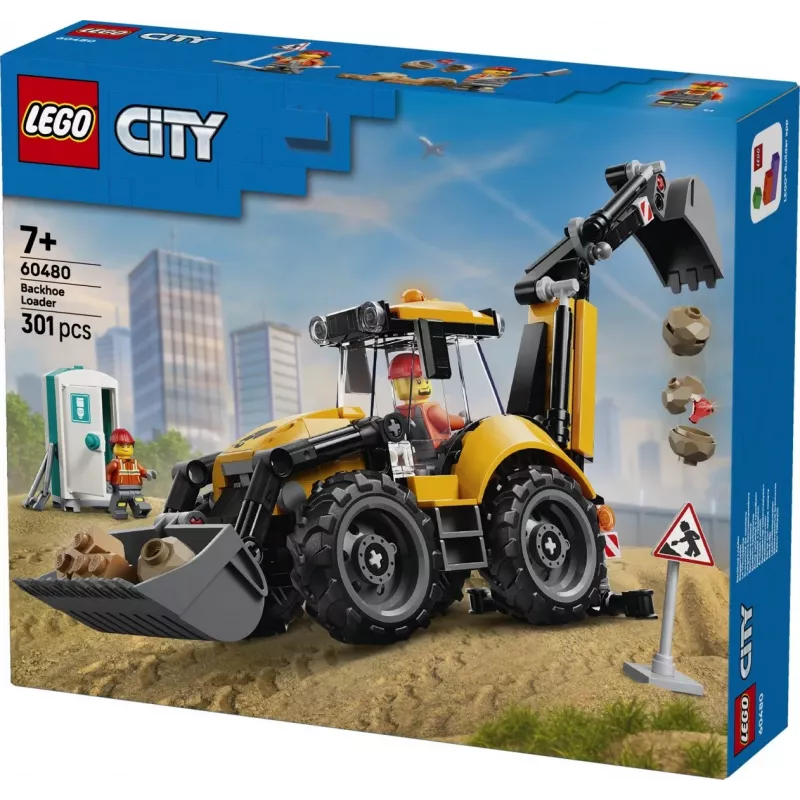LEGO City 60480 Żółta koparko-ładowarka (301 elem.)
