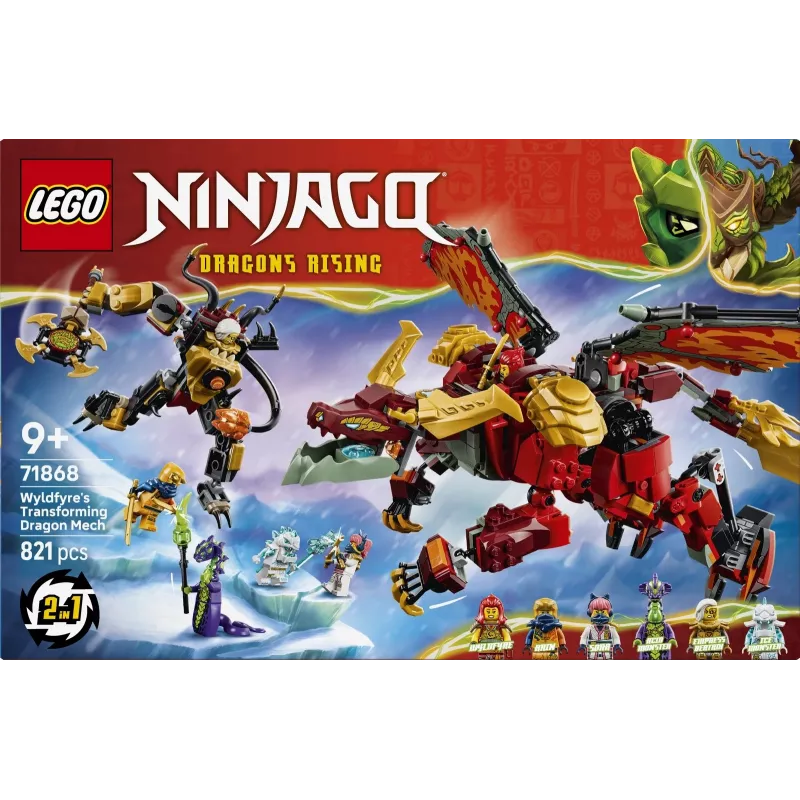 LEGO NINJAGO 71868 Transformujący się smoczy mech Wyldfyre (821 elem.)