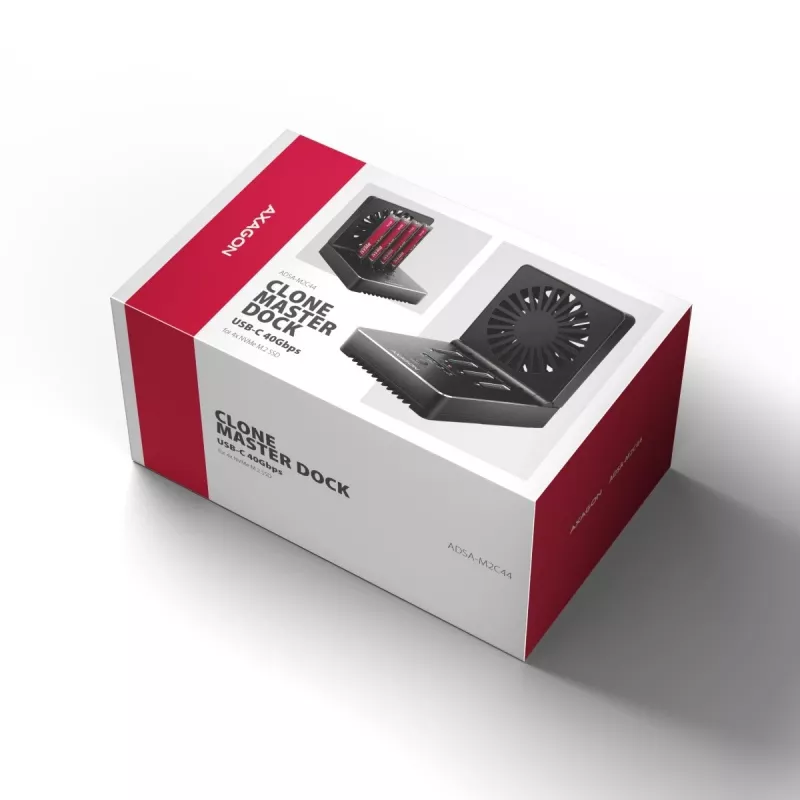 AXAGON ADSA-M2C44 USB4 40Gbps 4-zatokowa stacja dokująca M.2 NVMe SSD z funkcją klonowania offline, aluminium, aktywne chłodzenie
