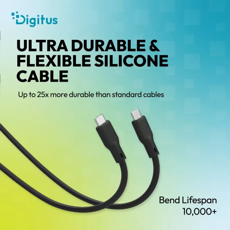 DIGITUS USB4 Version 2.0 Silicone Cable USB-C do USB-C 80Gbps 240W 16K 0.5m Czarny AK-300350-005-S