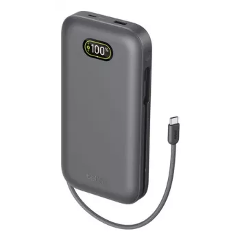 Belkin UltraCharge Pro Laptop Power Bank 27K 27000mAh 240W z zintegrowanym kablem USB-C i wyświetlaczem cyfrowym, kolor Charcoal