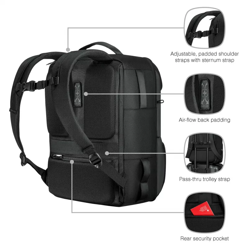 Wenger UrbanOne Travel 15.6 inch Laptop Backpack 33L Black 653888