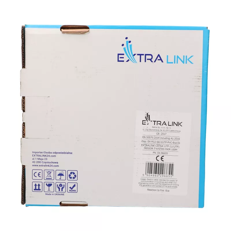 Extralink CAT6A U/UTP indoor twisted pair installation cable 100 m EX.96655