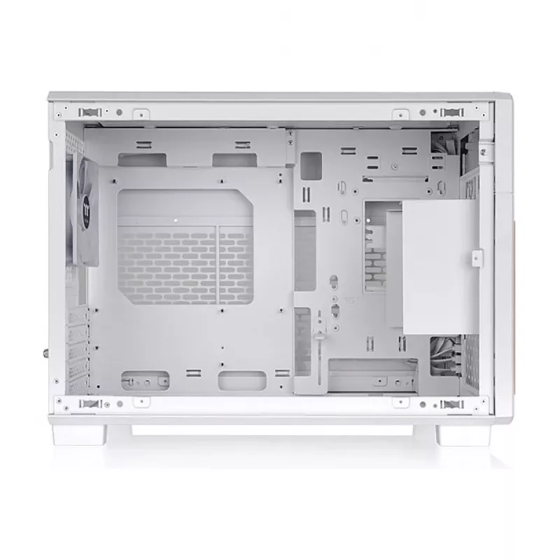 Thermaltake TR200 WS Snow White — Obudowa Micro-ATX, Mesh z Prawdziwym Drewnianym Wykończeniem Przodu, 1x Wentylator 120mm, USB-C, Wsparcie dla Radiatora 360mm / GPU 365mm