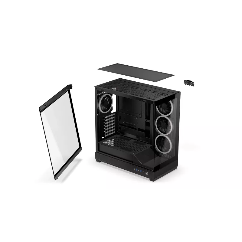 ENDORFY Fishtank 6000 Corona Mid-Tower PC Case - Czarny, Podwójne hartowane szkło, 4x wentylatory ARGB, USB-C, E-ATX