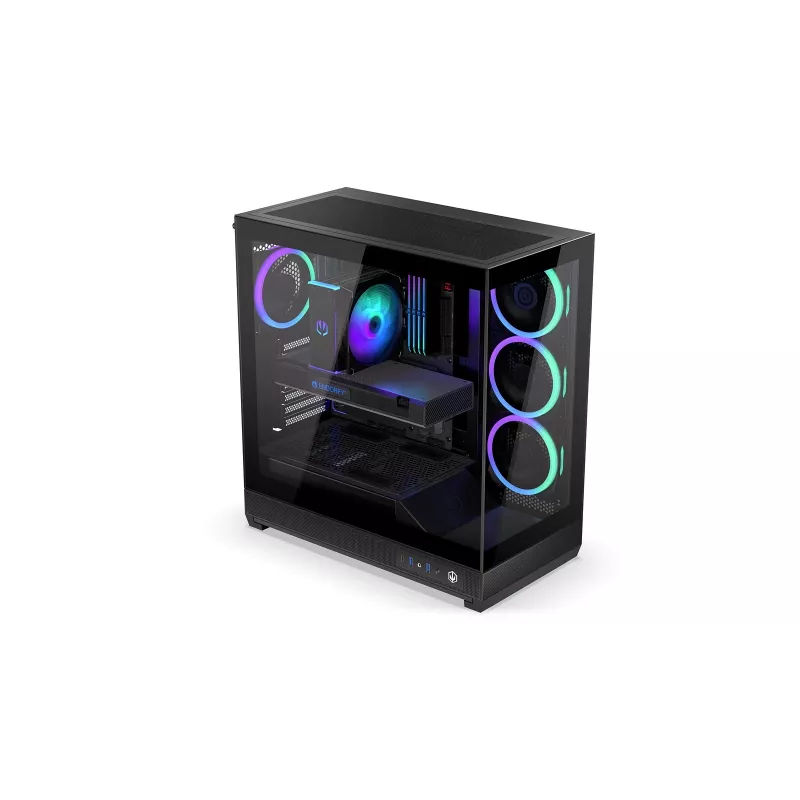 ENDORFY Fishtank 6000 Corona Mid-Tower PC Case - Czarny, Podwójne hartowane szkło, 4x wentylatory ARGB, USB-C, E-ATX