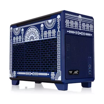 Thermaltake TR100 Koralie Edition Mini-ITX SFF Case Cobalt Blue - PCIe 4.0 Riser, SFX PSU, 360mm GPU - CA-11A-00SPNN-AR