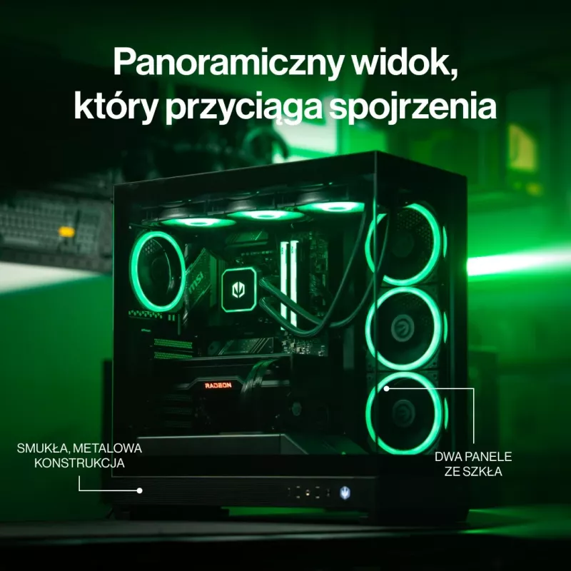 Obudowa PC ENDORFY Fishtank 6000 Flex Mid-Tower - Czarna, podwójne hartowane szkło, USB-C, E-ATX, gotowa na back-connect (bez wentylatorów)