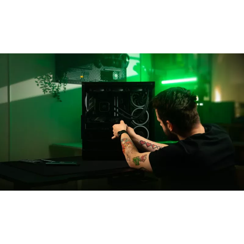 Obudowa PC ENDORFY Fishtank 6000 Flex Mid-Tower - Czarna, podwójne hartowane szkło, USB-C, E-ATX, gotowa na back-connect (bez wentylatorów)