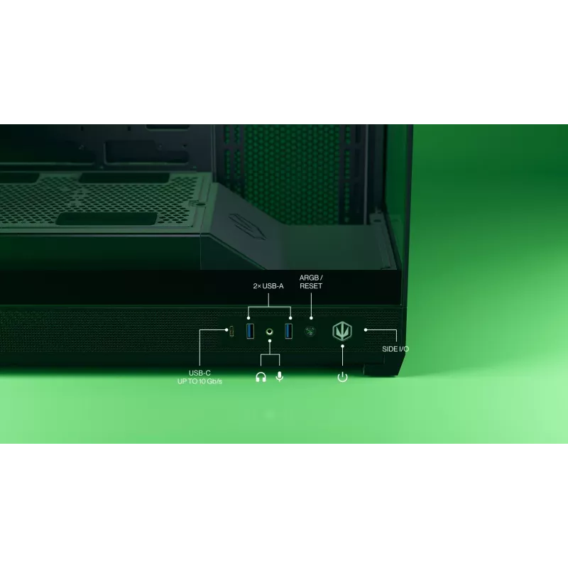 Obudowa PC ENDORFY Fishtank 6000 Flex Mid-Tower - Czarna, podwójne hartowane szkło, USB-C, E-ATX, gotowa na back-connect (bez wentylatorów)