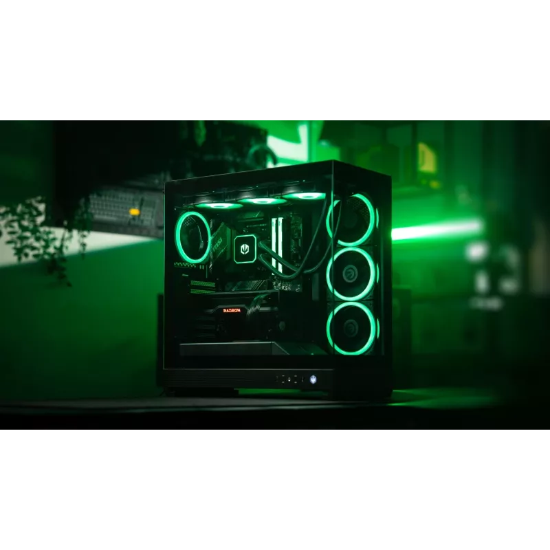 Obudowa PC ENDORFY Fishtank 6000 Flex Mid-Tower - Czarna, podwójne hartowane szkło, USB-C, E-ATX, gotowa na back-connect (bez wentylatorów)