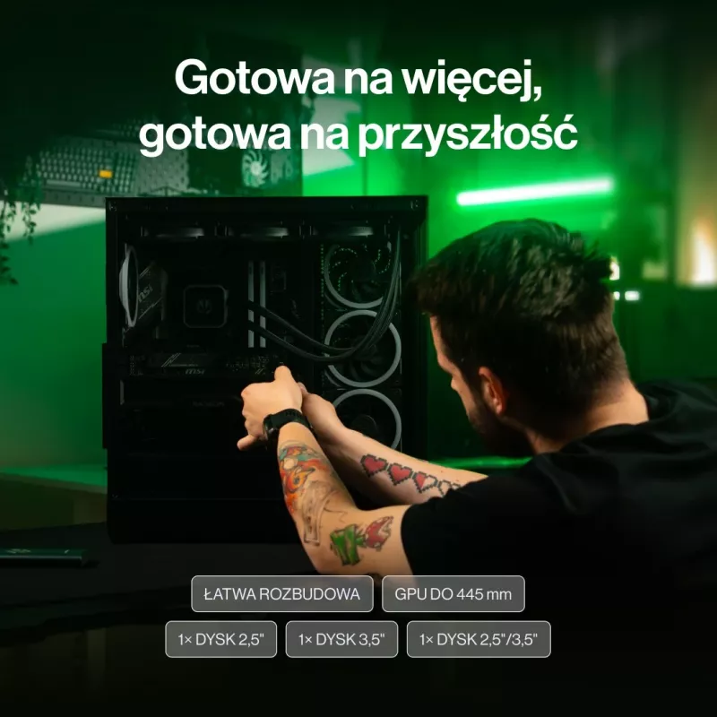 Obudowa PC ENDORFY Fishtank 6000 Flex Mid-Tower - Czarna, podwójne hartowane szkło, USB-C, E-ATX, gotowa na back-connect (bez wentylatorów)