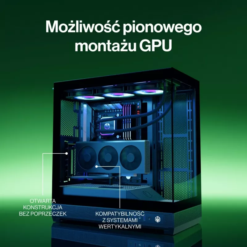 Obudowa PC ENDORFY Fishtank 6000 Flex Mid-Tower - Czarna, podwójne hartowane szkło, USB-C, E-ATX, gotowa na back-connect (bez wentylatorów)