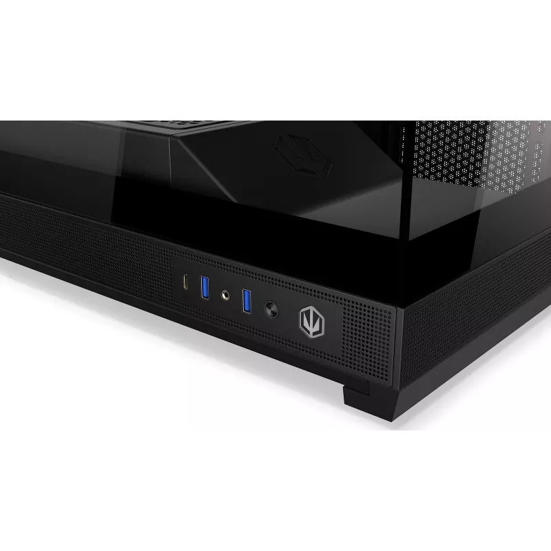 Obudowa PC ENDORFY Fishtank 6000 Flex Mid-Tower - Czarna, podwójne hartowane szkło, USB-C, E-ATX, gotowa na back-connect (bez wentylatorów)