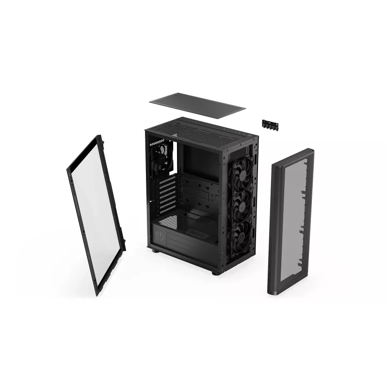 ENDORFY Ventum 400 Air ATX PC Case - Czarny, Szkło hartowane, 4x Stratus 120 PWM, USB-C