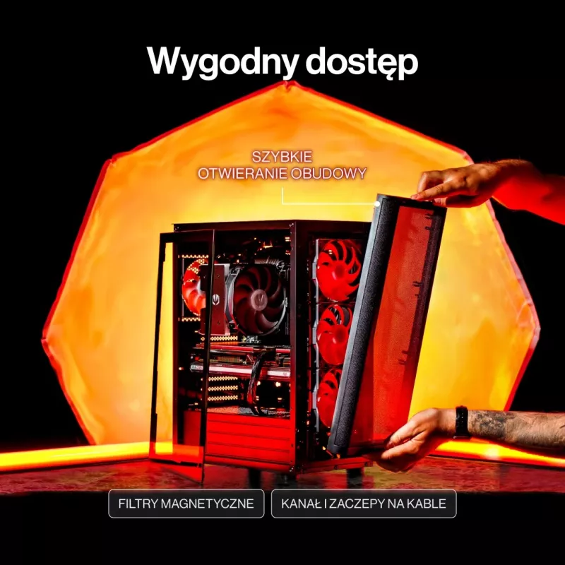 ENDORFY Ventum 400 Air ATX PC Case - Czarny, Szkło hartowane, 4x Stratus 120 PWM, USB-C