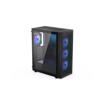 ENDORFY Ventum 400 ARGB ATX PC Case - Czarny, Szkło hartowane, 4x Stratus 120 PWM ARGB Wentylatory, Kontroler ARGB i PWM, USB-C