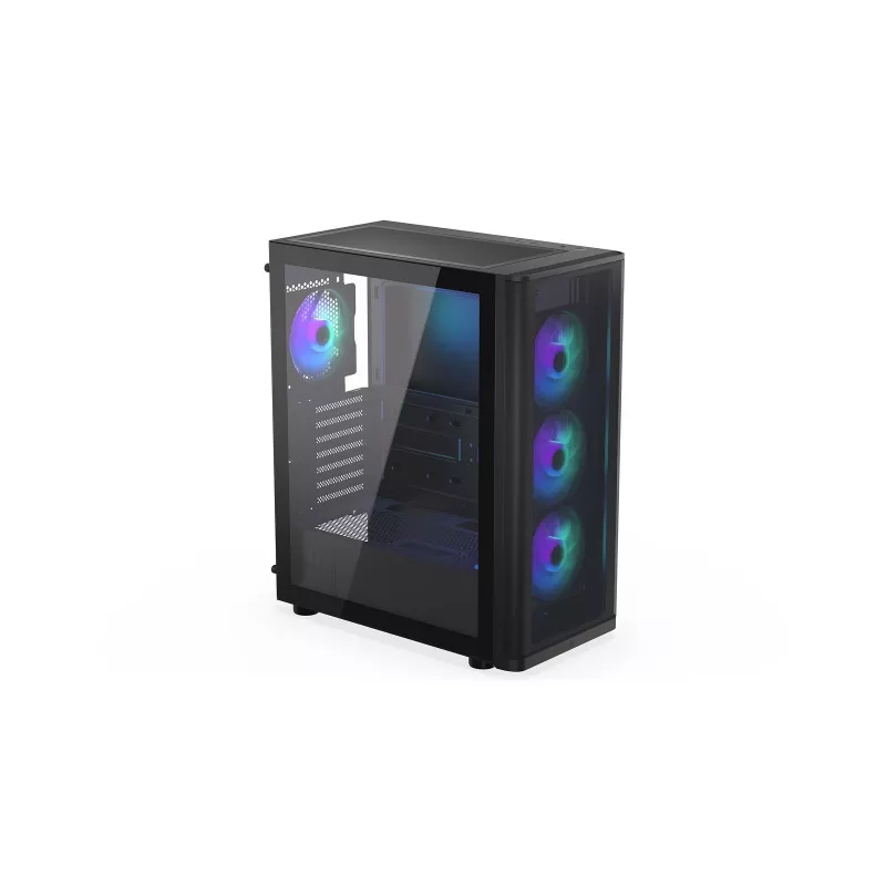 ENDORFY Ventum 400 ARGB ATX PC Case - Czarny, Szkło hartowane, 4x Stratus 120 PWM ARGB Wentylatory, Kontroler ARGB i PWM, USB-C