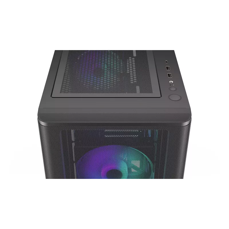 ENDORFY Ventum 400 ARGB ATX PC Case - Czarny, Szkło hartowane, 4x Stratus 120 PWM ARGB Wentylatory, Kontroler ARGB i PWM, USB-C