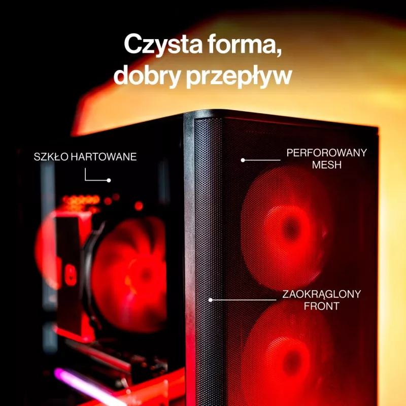 ENDORFY Ventum 400 ARGB ATX PC Case - Czarny, Szkło hartowane, 4x Stratus 120 PWM ARGB Wentylatory, Kontroler ARGB i PWM, USB-C