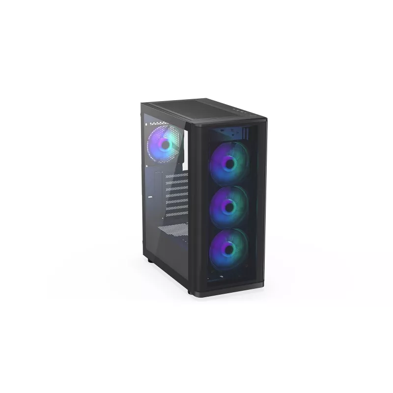 ENDORFY Ventum 400 ARGB ATX PC Case - Czarny, Szkło hartowane, 4x Stratus 120 PWM ARGB Wentylatory, Kontroler ARGB i PWM, USB-C