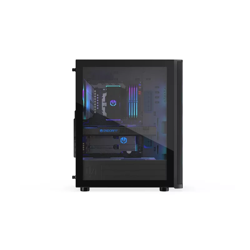 ENDORFY Ventum 400 ARGB ATX PC Case - Czarny, Szkło hartowane, 4x Stratus 120 PWM ARGB Wentylatory, Kontroler ARGB i PWM, USB-C