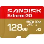 SanDisk Extreme Go microSDXC 128 GB, UHS-I U3 V30 A2, odczyt 240 MB/s, zapis 120 MB/s, SDSQXGN-128G-GN6MN