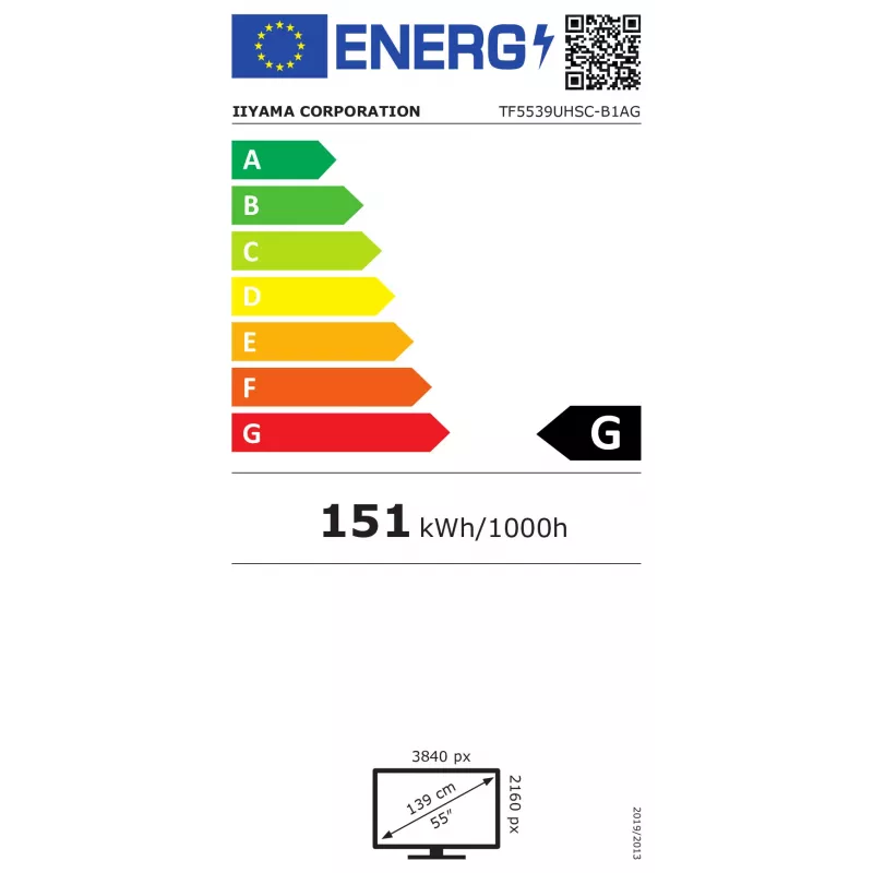 Iiyama ProLite TF5539UHSC-B1AG 55 cali 4K UHD PCAP 50-Dotyk IPS LED Monitor Czarny