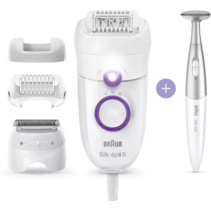 Braun Silk-épil 5 5-825 Power Epilator, Biały/Różowy, 28 pęset, MicroGrip, zasilanie sieciowe