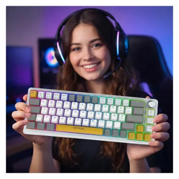 Klawiatura gamingowa INCA RGB Red Switch USB Mechaniczna 2.00m Biała (IKG-457)