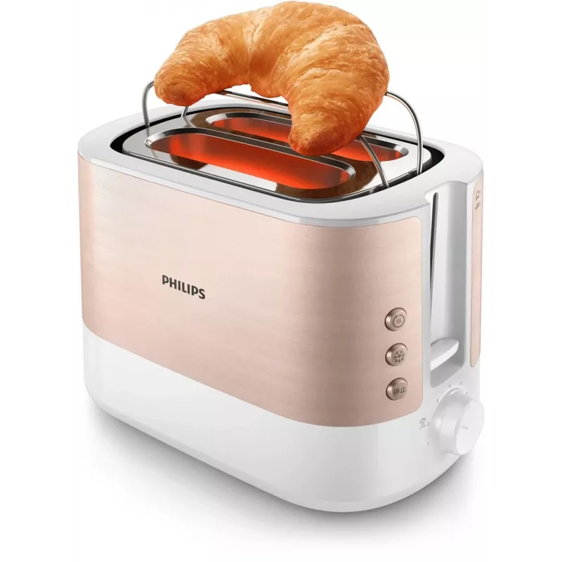 Philips Viva Collection HD2638/11 Toster 2 Kromki 950 W Różowe Złoto, Biały
