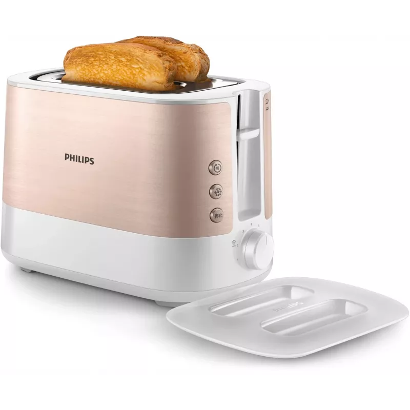 Philips Viva Collection HD2638/11 Toster 2 Kromki 950 W Różowe Złoto, Biały