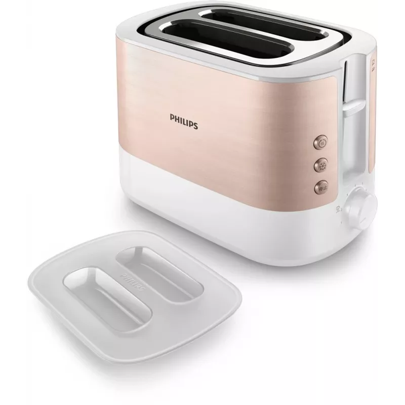 Philips Viva Collection HD2638/11 Toster 2 Kromki 950 W Różowe Złoto, Biały