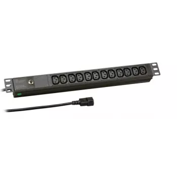 EFB Electronics EK631CC.1 19 inch 1U Power Distribution Unit (PDU) z 12x gniazdami C13, wejściem C14, kablem 2m, czarny