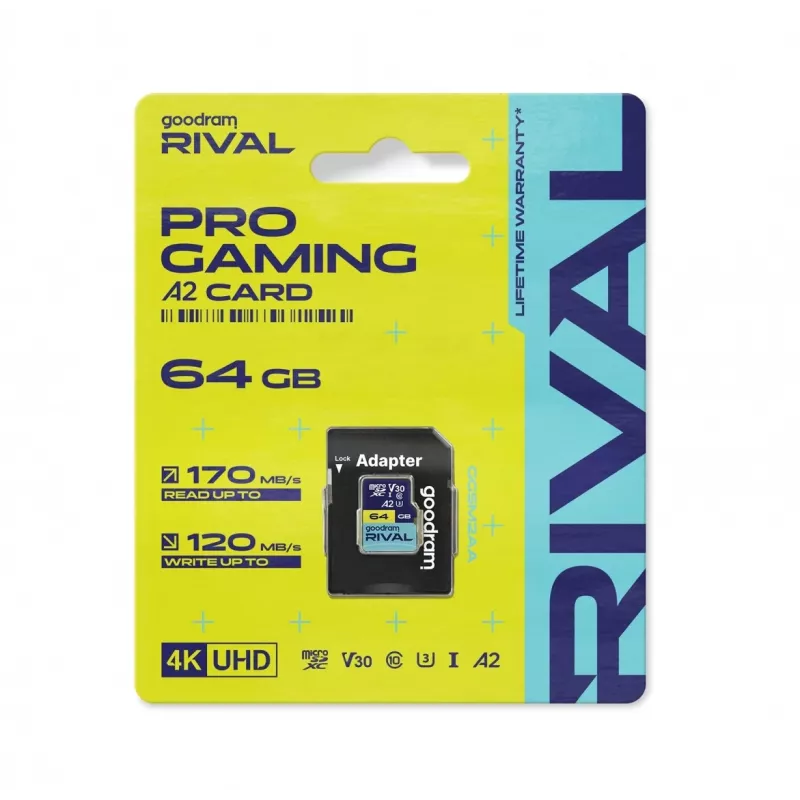 GOODRAM microSDXC 64GB V30 UHS-I U3 RIVAL + Adapter